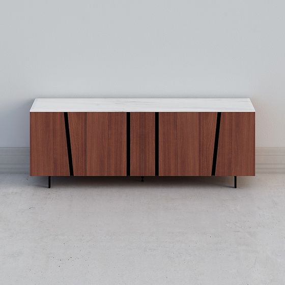 Stylish Low-Polygon TV Stand 3D model for Contemporary Spaces