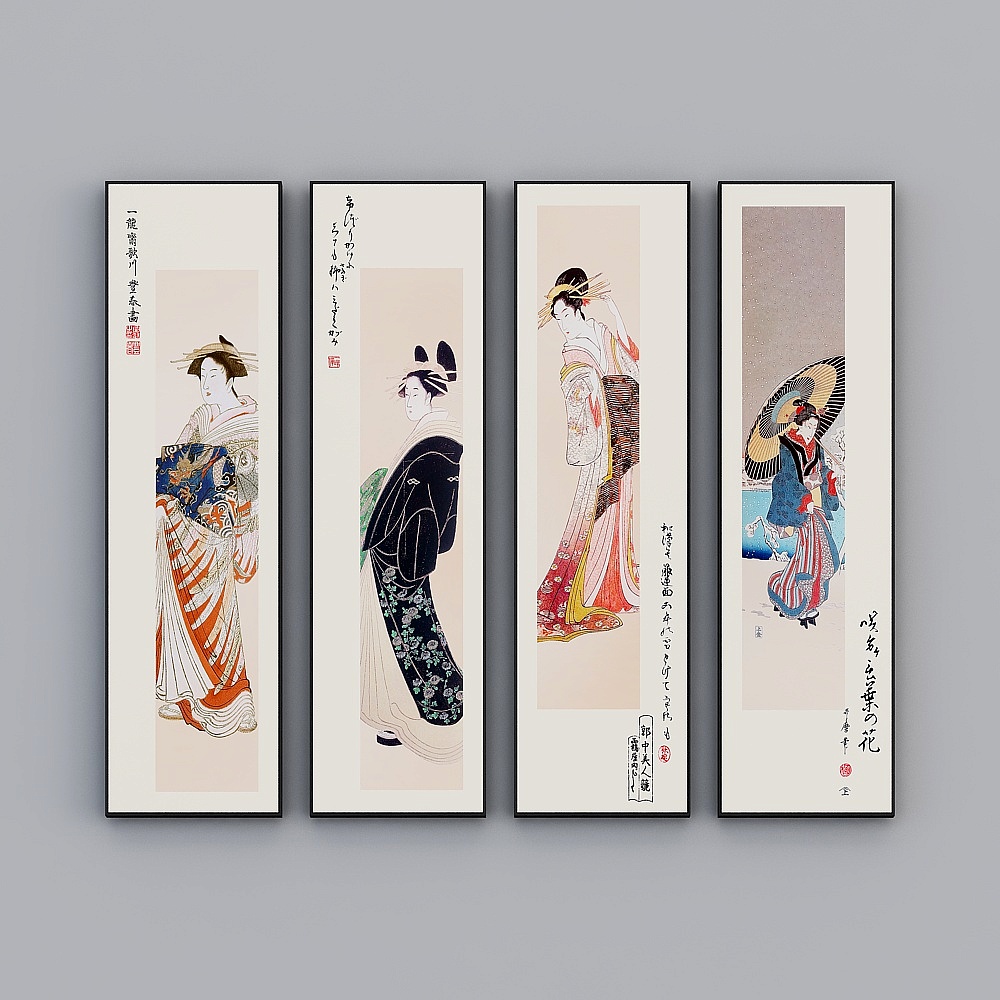 Courtesy full house with painting - Chinese living room decorative painting - two pictures - geisha B
