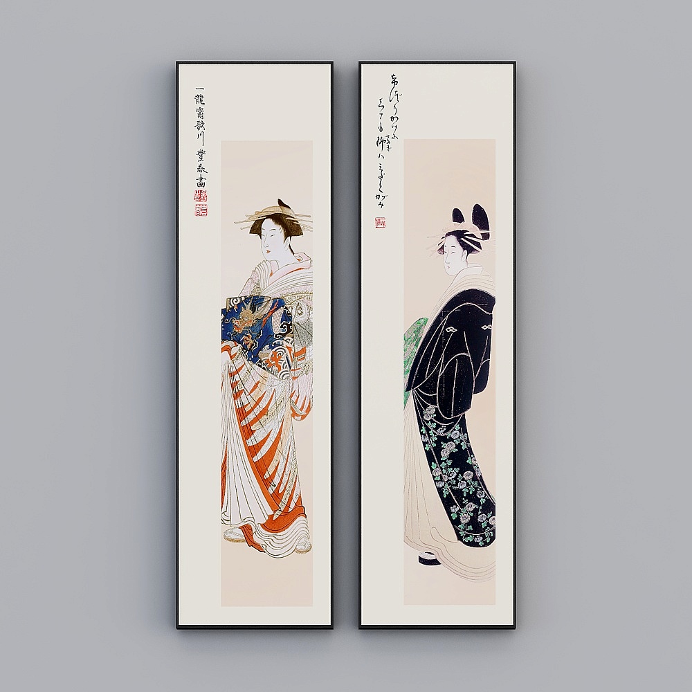 Courtesy Full House With Painting - Chinese Living Room Decorative Painting - Two Paintings - Geisha A