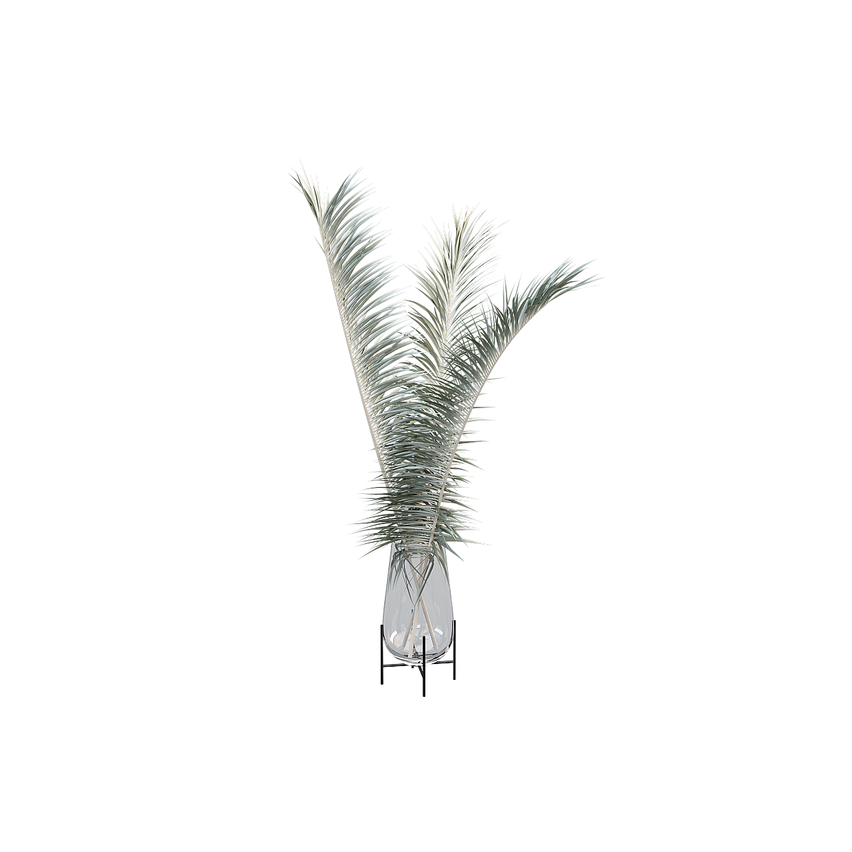 Low Poly Glass Vase with Palm Leaf – 3D Model