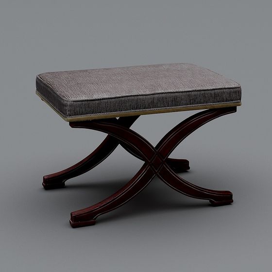 Vintage Style X-Shaped Stool 3D model