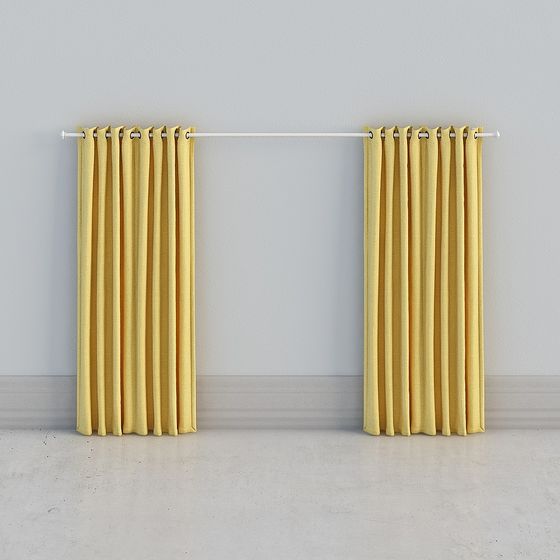 Stylish Yellow Curtain 3D Model for Modern Spaces