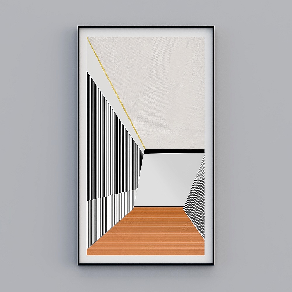 Orange Decorative Painting 3D Model in Black