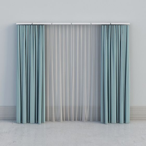 Stylish Low-Polygon Curtain 3D model for Home Interiors