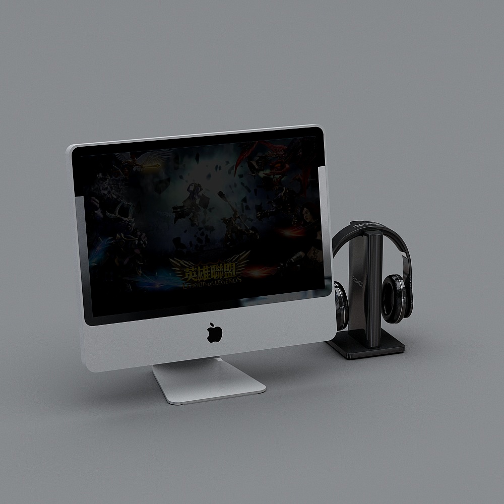 Low-Poly iMac with Headphones 3D model