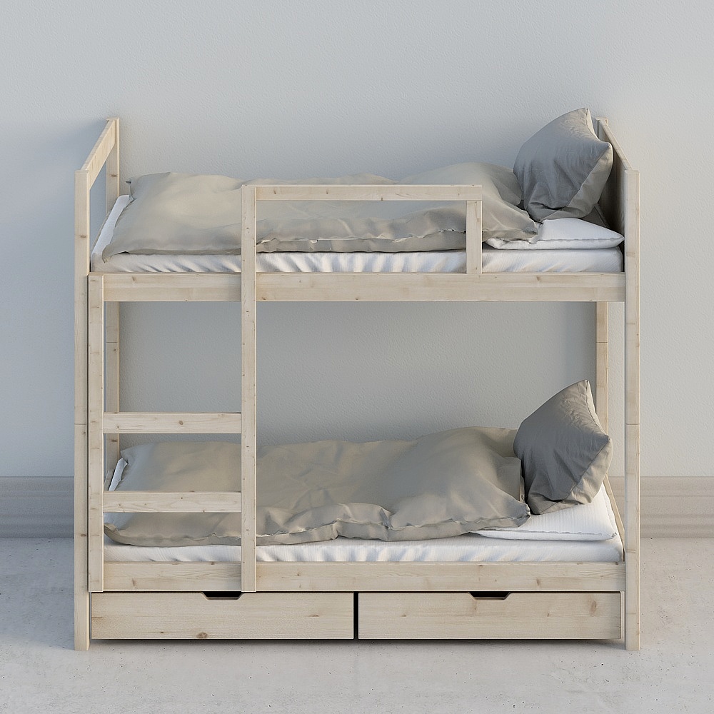 Beige bunk beds-2 with drawer( hanging ladders) 