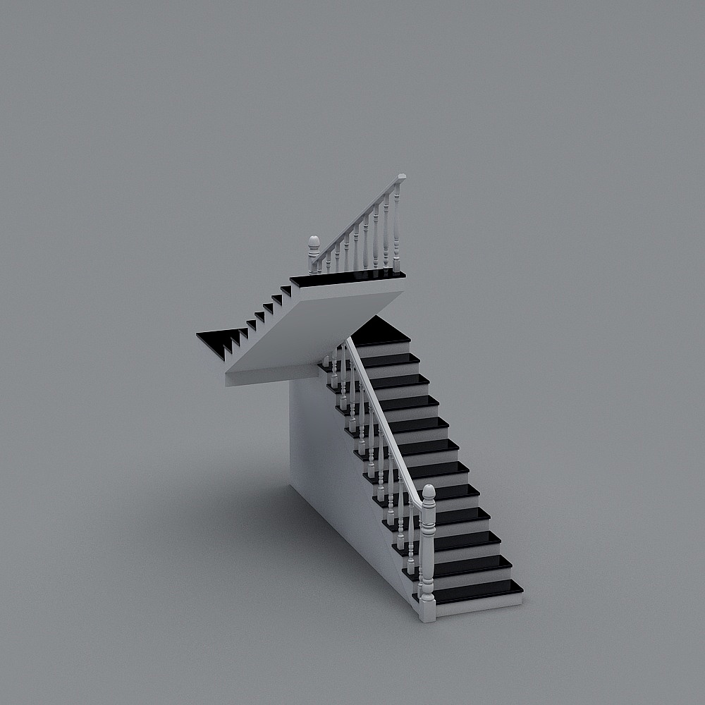 Elegant Black and White Staircase 3D model