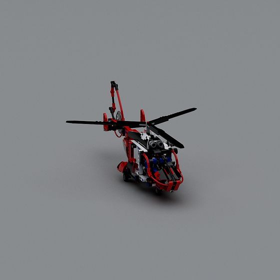 Vibrant Low-Poly Helicopter 3D Model