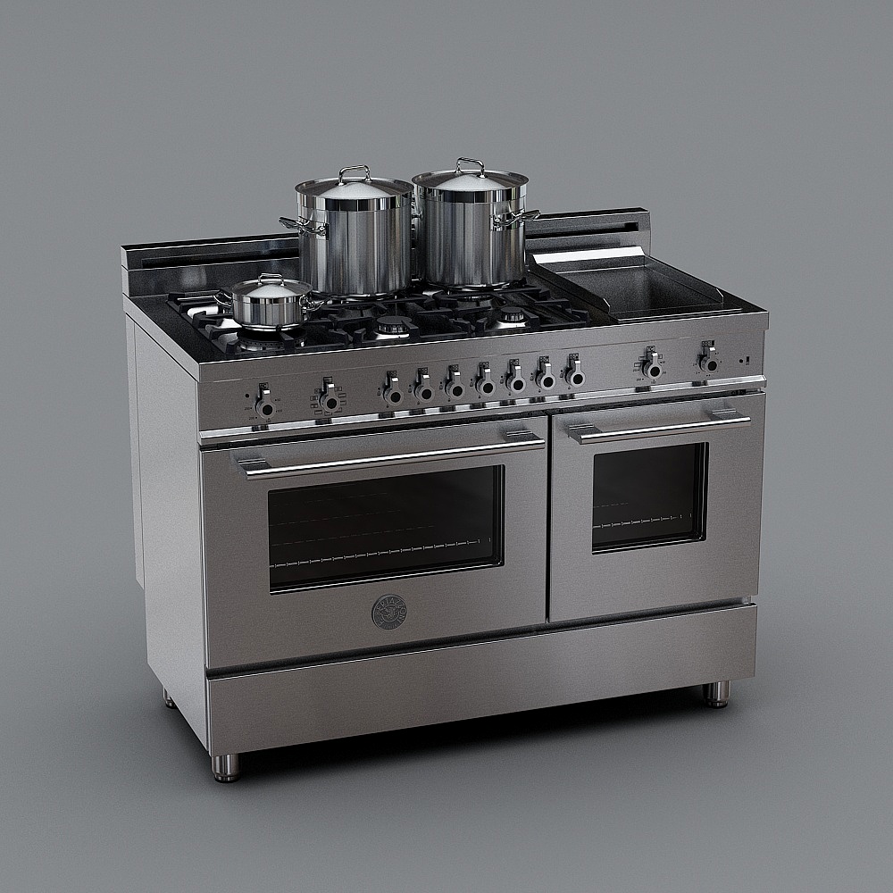 Modern Stainless Steel Stove 3D model for Kitchens
