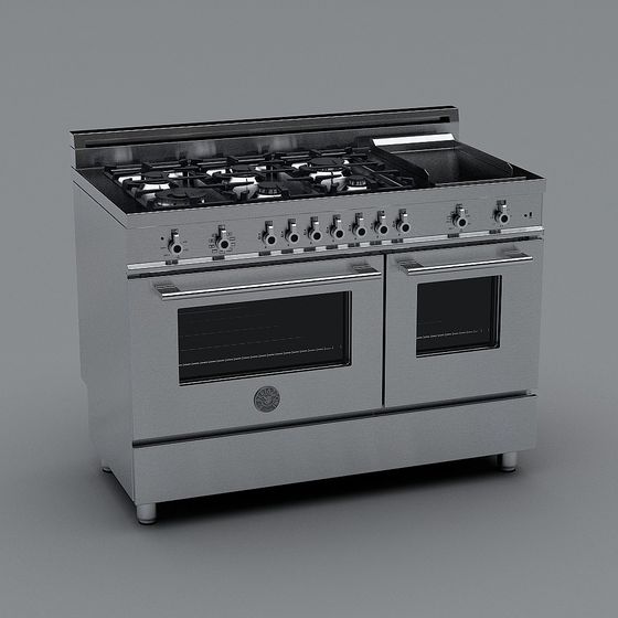 Realistic Stainless Steel Stove 3D Model
