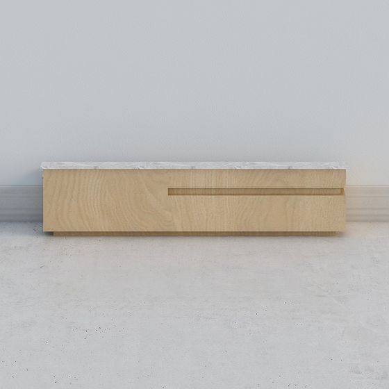 Stylish Wood Grain Marble TV Cabinet 3D model