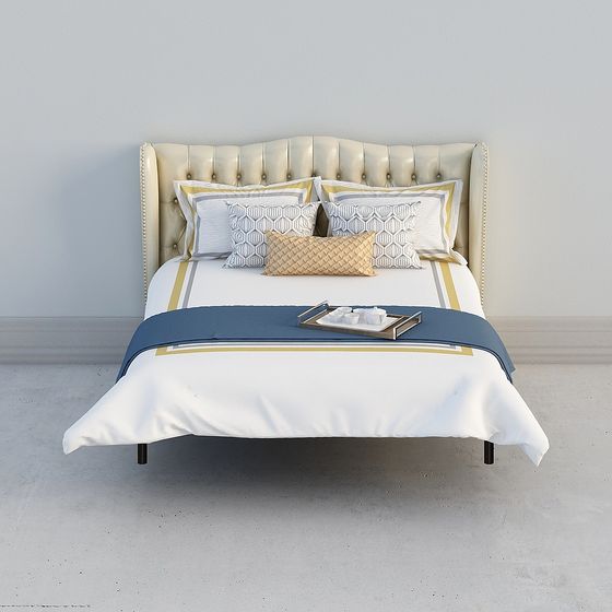 Trendy Low-Poly Bed 3D model for Modern Spaces