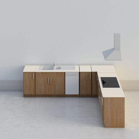 Modern Minimalist Kitchen 3D model Design