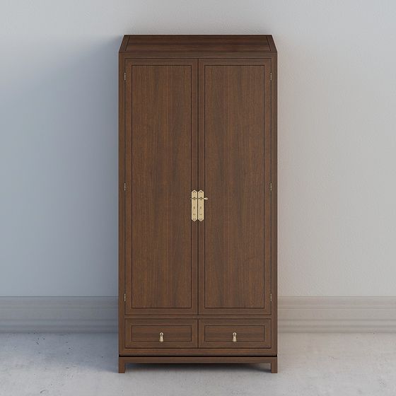 Retro Wooden Wardrobe 3D Model