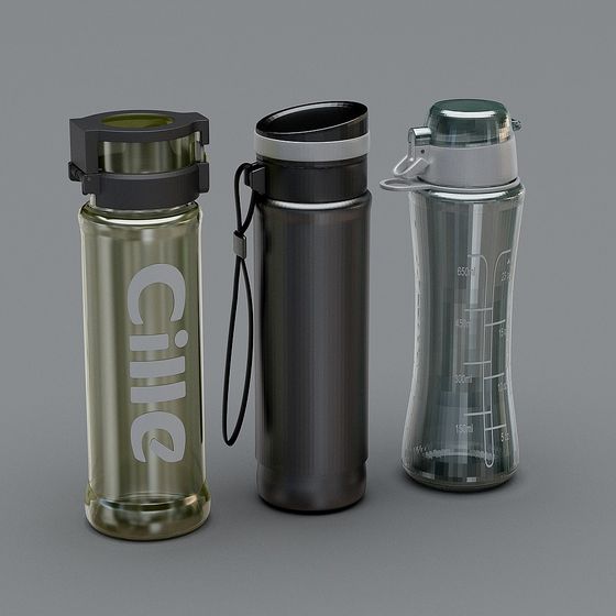Stylish Low-Poly Water Bottle 3D model