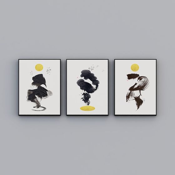 Ink Rhythm Triptych 3D model