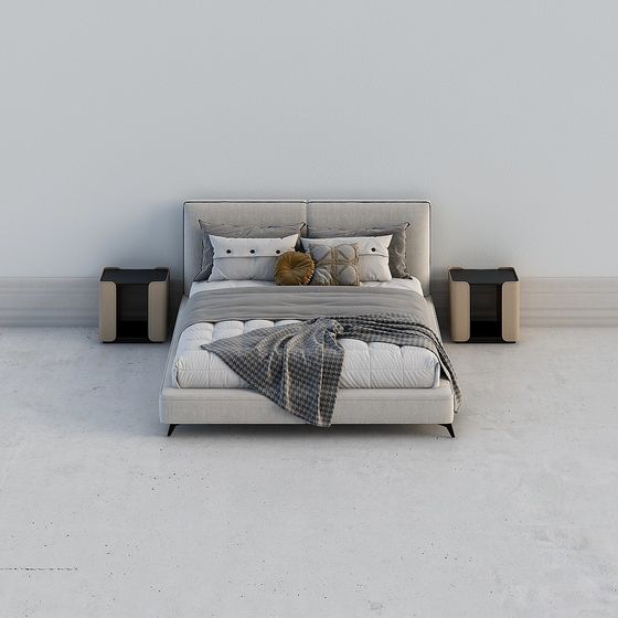 Elegant Low-Poly Bed 3D model for Modern Interiors
