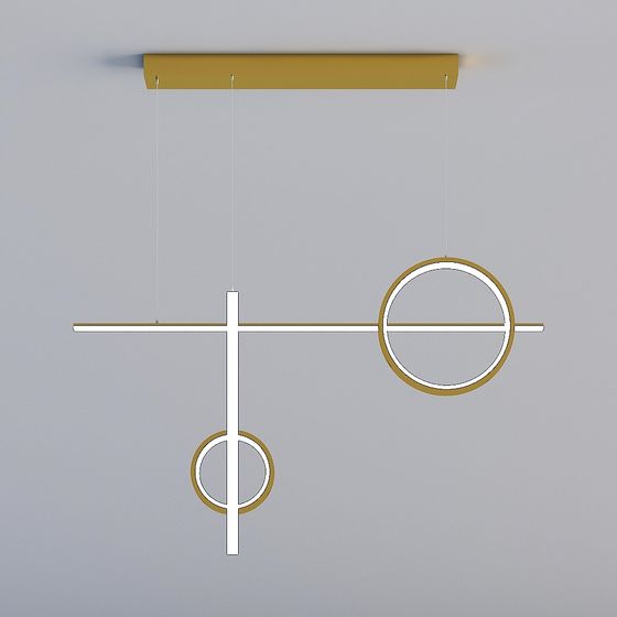 Elegant Gold and White Pendant Light 3D model