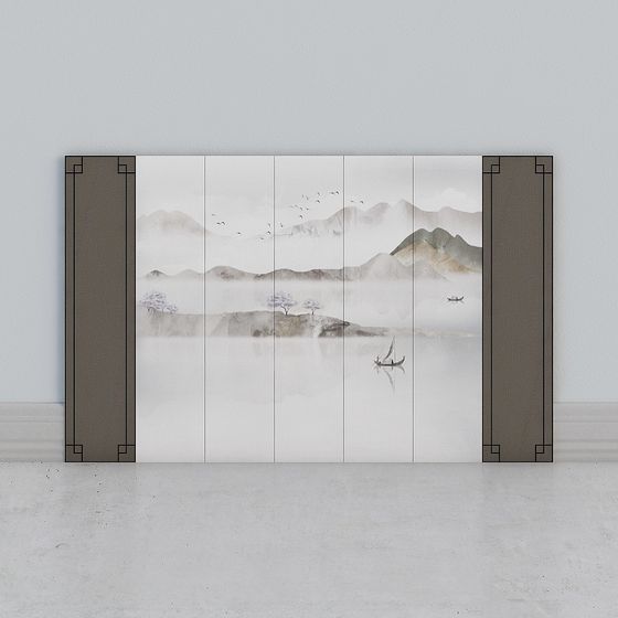 Ink Landscape Folding Screen 3D Model
