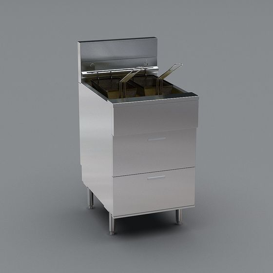 Stylish Low Poly Commercial Deep Fryer 3D model