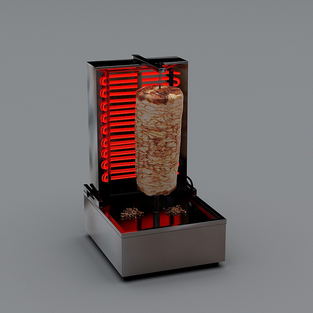 Low Poly High Detail Kebab Grill 3D model