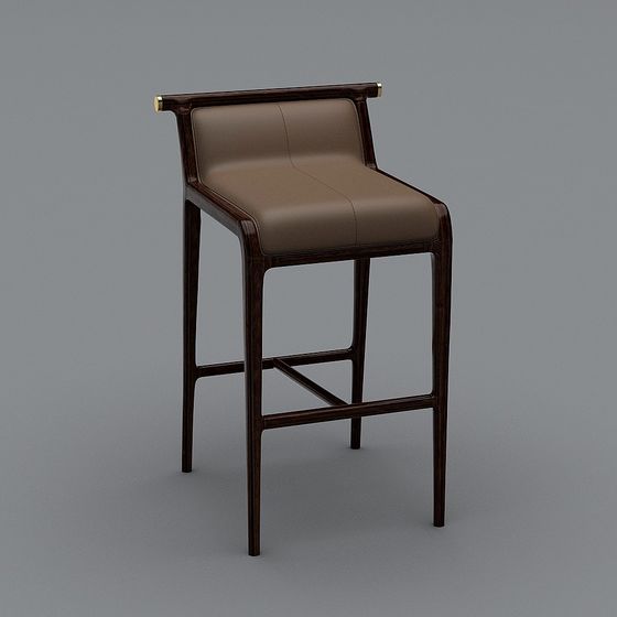 Elegant Brown Barstool 3D Model