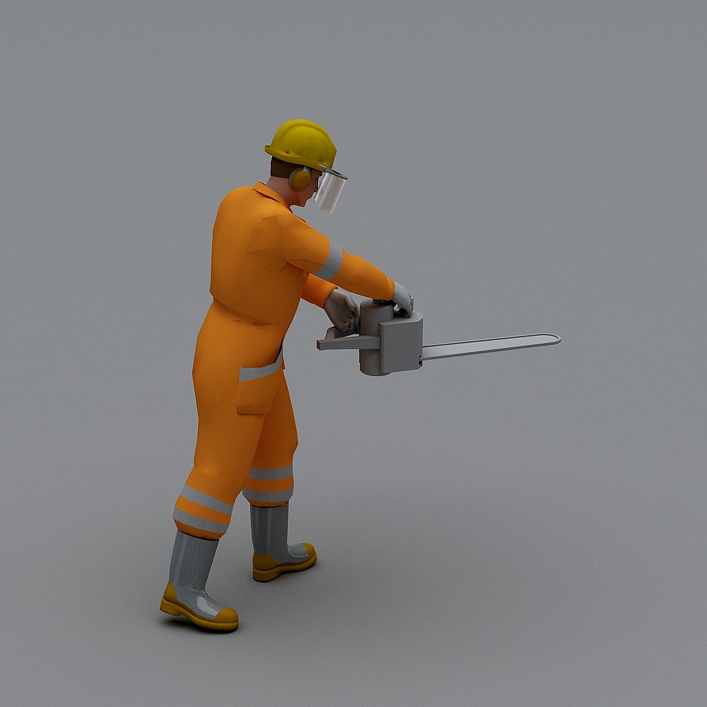 Vibrant Low-Poly Construction Worker 3D model