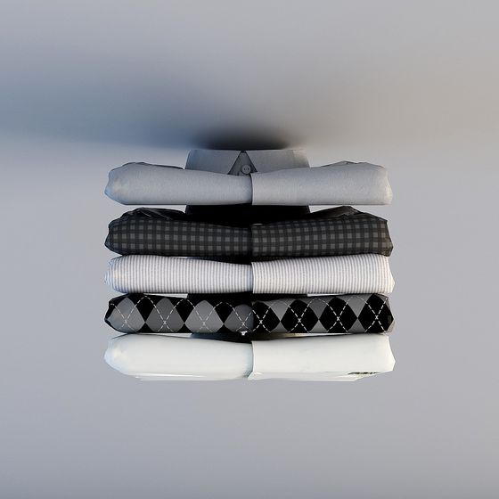 Stylish 3D Model of Stacked Shirts for Modern Design