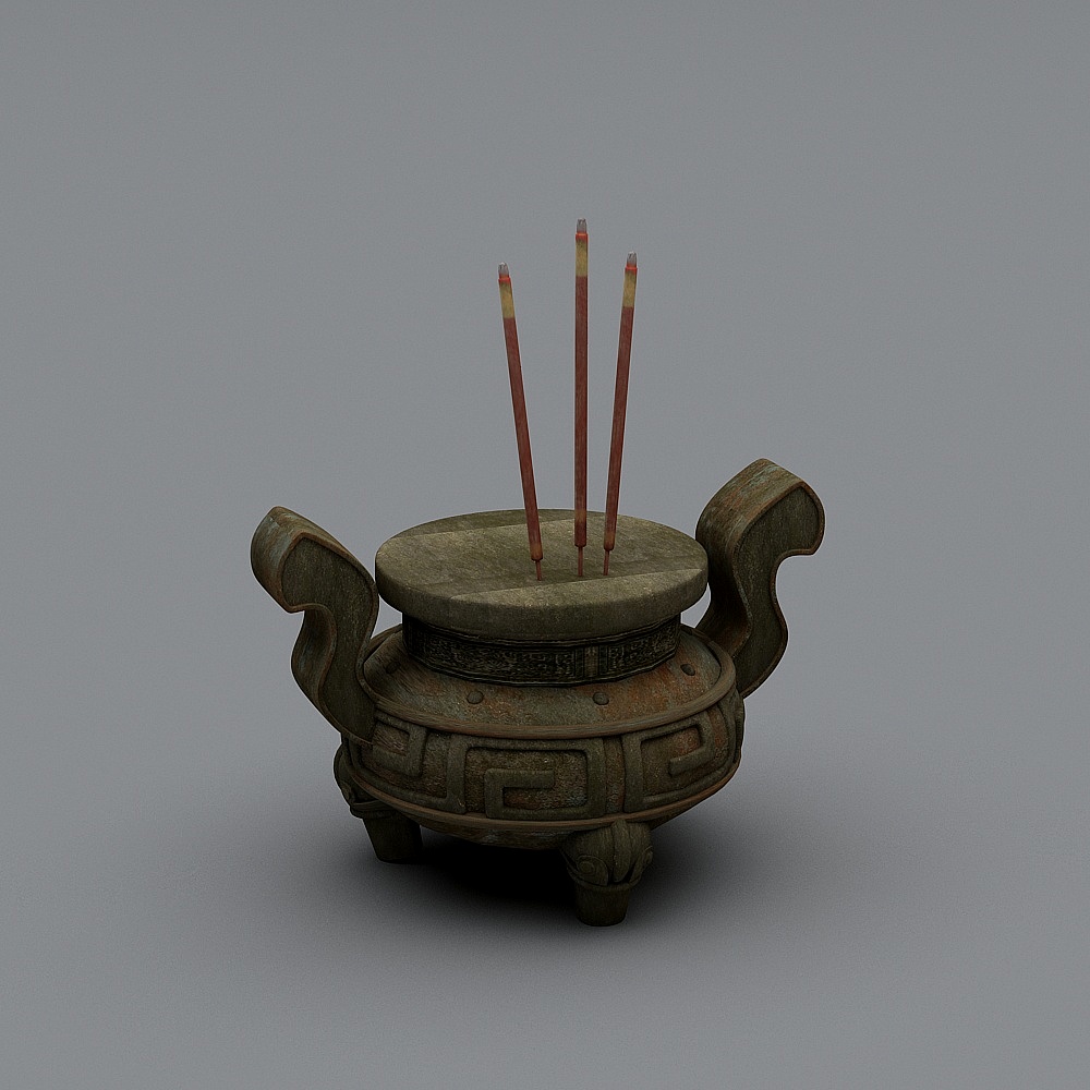 Ancient Eastern-Inspired Incense Burner 3D model