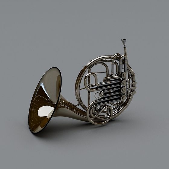 Elegant Low-Poly French Horn 3D model