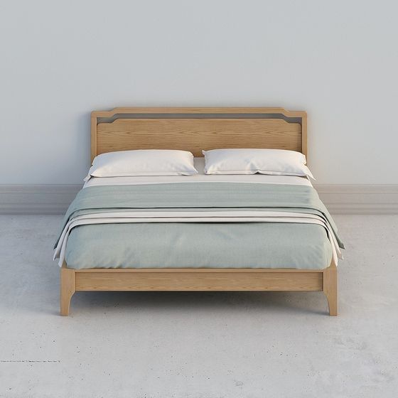 Modern Low-Polygon 3D Bed Frame Model