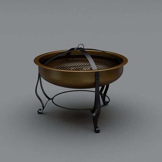 Low-Poly Outdoor Fire Pit 3D model