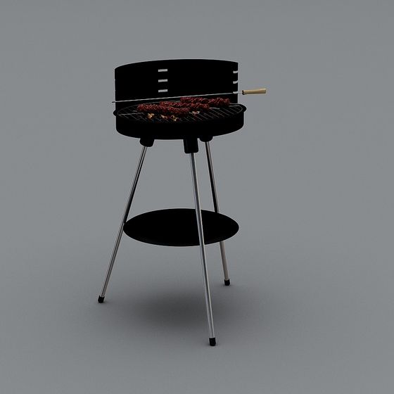 Stylish Low-Poly BBQ Grill 3D Model