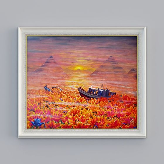 Pyramid and Flower Sea 3D model