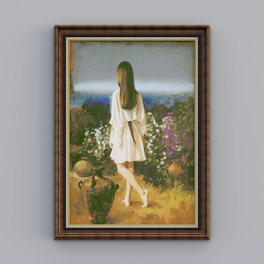 Maison pleine de courtoisie avec peinture - Peinture décorative métaphysique de style européen - Lococo - Fille blanche