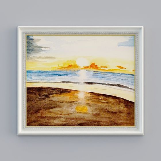 Serene Sunset 3D Model - Seascape Artwork
