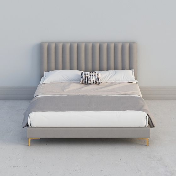 View of Modern Minimalist Bed Frame 3D Model – Low-Poly Design