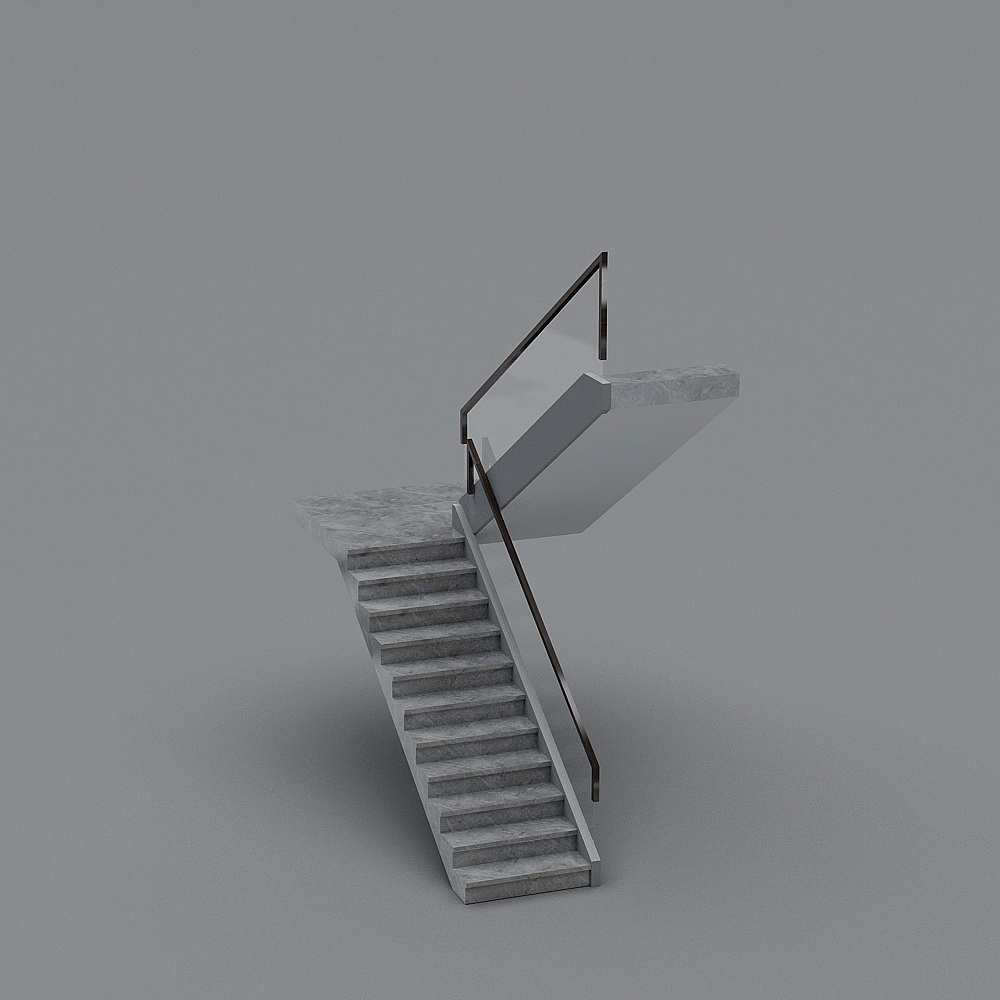 Minimalist Gray Concrete Staircase 3D model