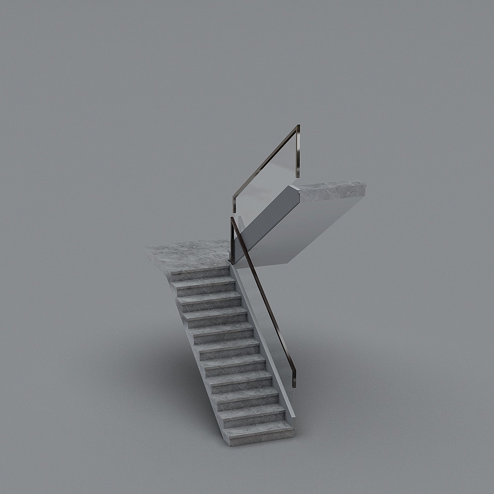 Elegant Low-Poly Staircase 3D model for Modern Interiors