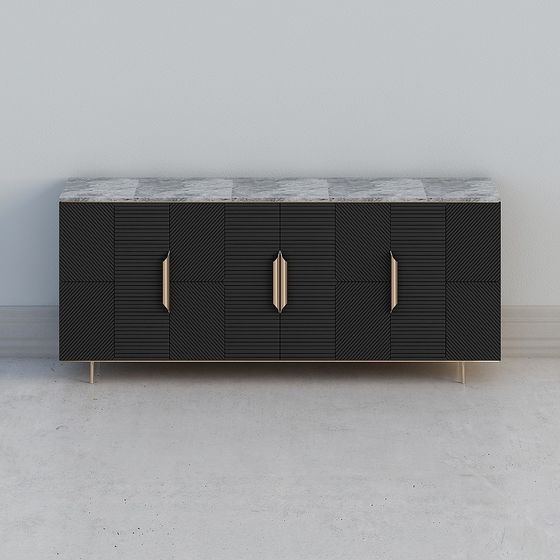 Elegant Low Polygon TV Cabinet 3D model