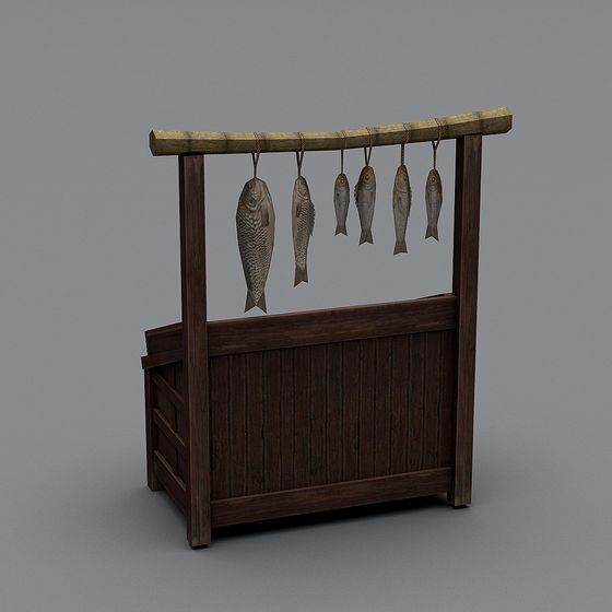 Charming Hanging Fish Rack 3D model