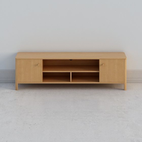 Elegant Low-Poly TV Cabinet 3D model for Contemporary Spaces