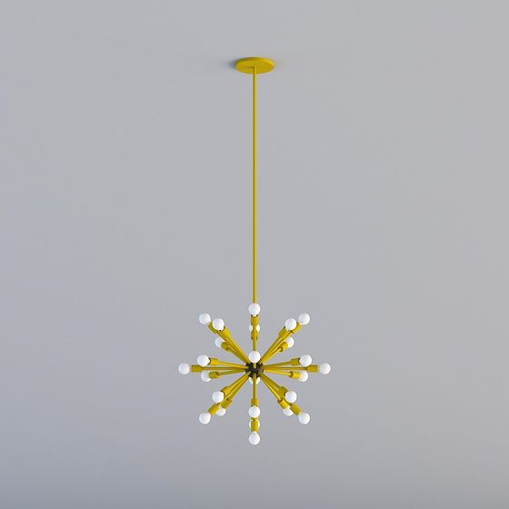 Unique Low-Poly Yellow Pendant Light 3D model