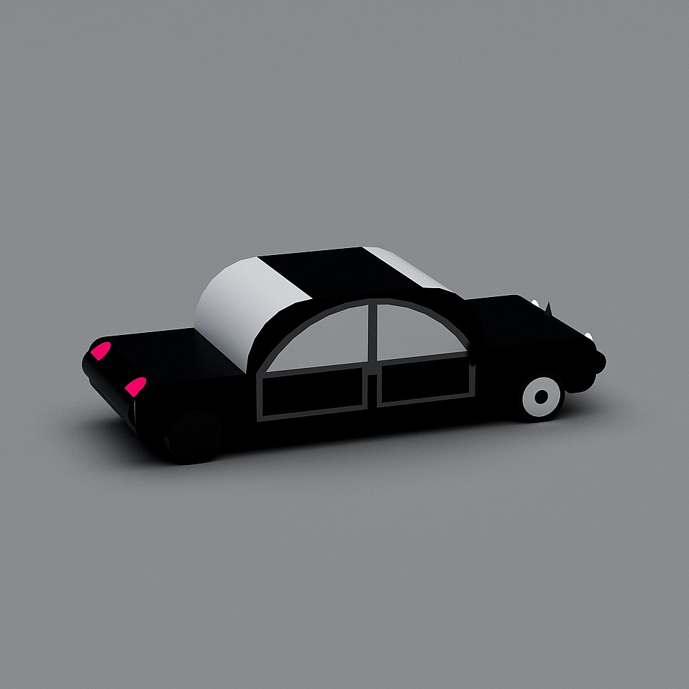 Retro Car 3D Model with Low Poly Design