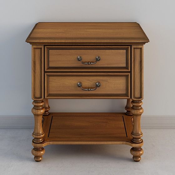 Vintage Bedside Table 3D model with High Detail