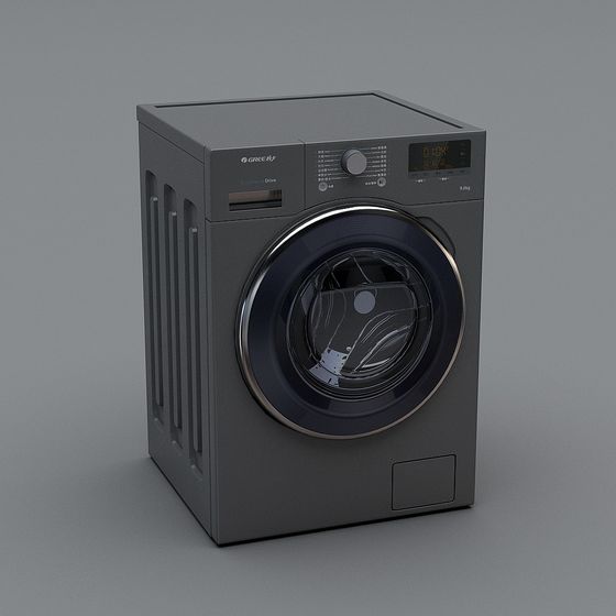 Modern Black Washing Machine 3D Model for Functional Spaces