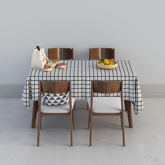 Chic Dining Table and Chairs 3D model for Modern Interiors