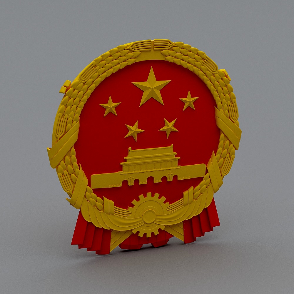 Cultural-Inspired Low-Poly 3D Model with Red and Gold Theme