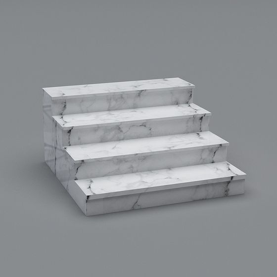 Gray Staircase 3D Model without Railings