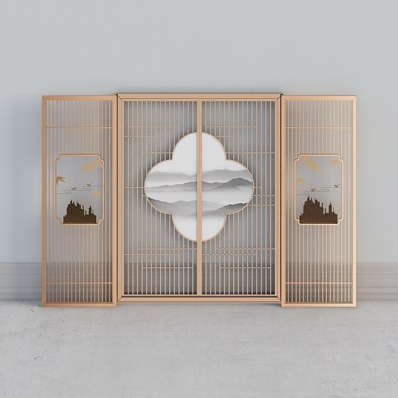 Stylish Low-Poly Eastern Screen 3D model